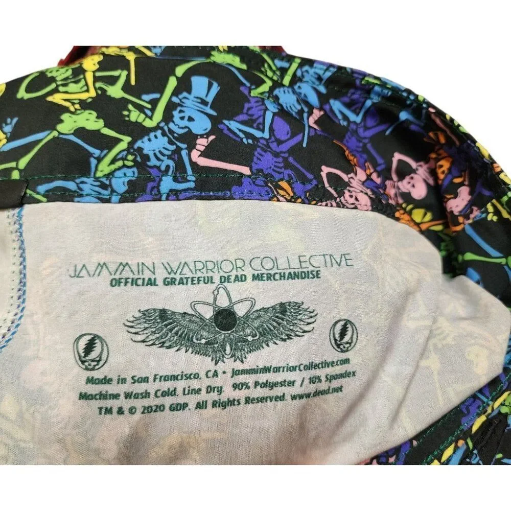 Jammin Warrior Grateful Dead Board Shorts Swim Trunks Mens L Black Skeletons